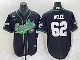 Men's Philadelphia Eagles #62 Jason Kelce Black C Patch Cool Base Stitched Baseball Jersey,baseball caps,new era cap wholesale,wholesale hats